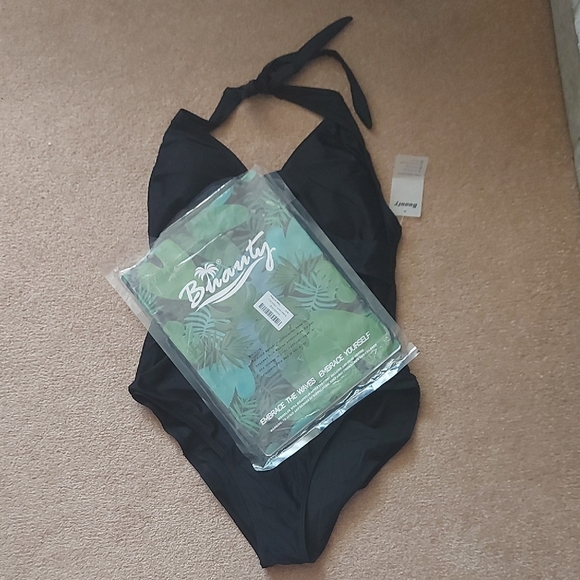 Chic Black Halter One-Piece Swimsuit - Picture 7 of 9